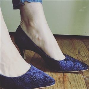 Anthro. Blue suede shoes.